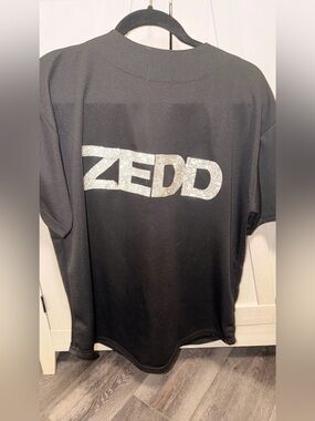 Handmade Rhinestone ZEDD unisex Medium Black and white Jersey